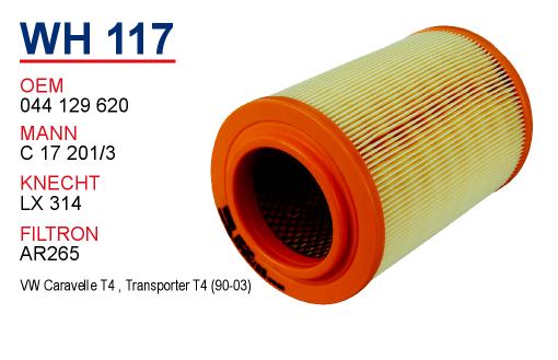 WH 117 VOLKSWAGEN TRANSPORTER/BUS 1.8 90/92 044 129 620 Hava Filtresi