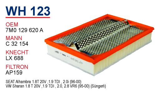 WH 123 FORD GALAXY I 95-06 HAVA 1017035 Hava Filtresi