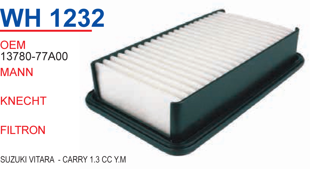 WH 1232 SUZUKi ViTARA - CARRY 1.3 CC Y.M 13780-77A00 Hava Filtresi