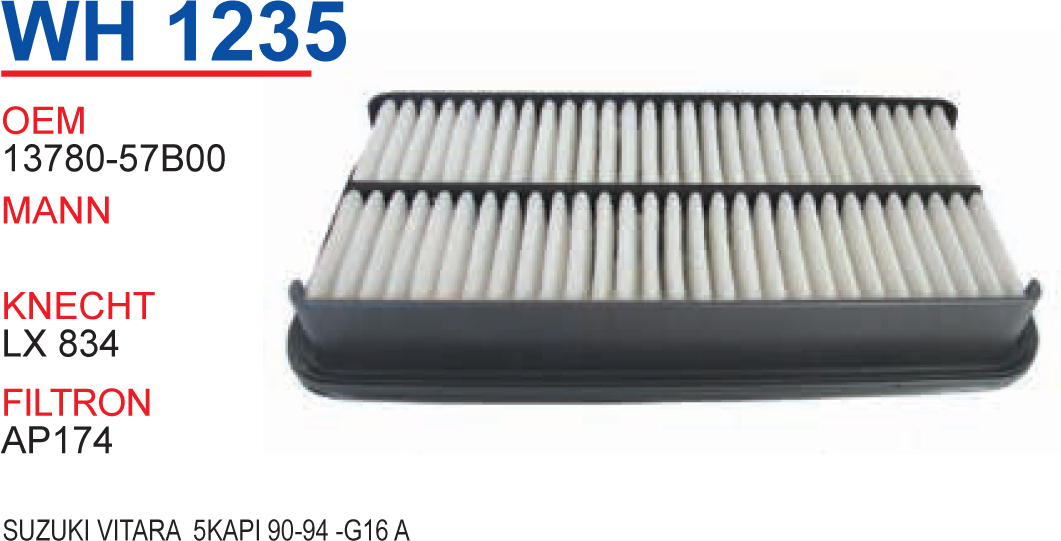 WH 1235 SUZUKi ViTARA 5KAPI 90-94 -G16 A 13780-57B00 Hava Filtresi