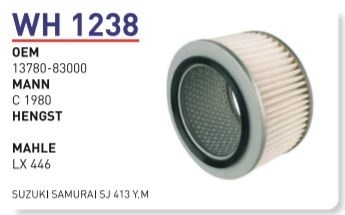 WH1238 SUZUKI SAMURAI  SJ413 YM HAVA 13780-83000 Hava Filtresi