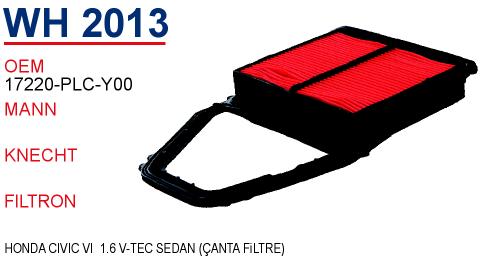 WH 2013 HONDA CIVIC VI  1.6 V-TEC SEDAN (ÇANTA FiLTRE) 17220-PLC-Y00 Hava Filtresi