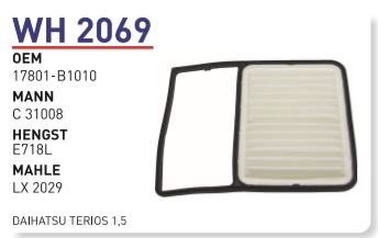 WH 2069 DAIHATSU TERIOS 1.3/1.5 MOTOR 06-13 17801-B1010 Hava Filtersi
