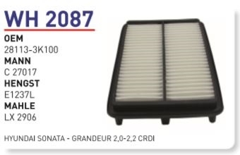 WH 2087 HYUNDAI SONATA - GRANDEUR 2,0-2,2 CRDİ 28113-3K100 Hava Filtresi
