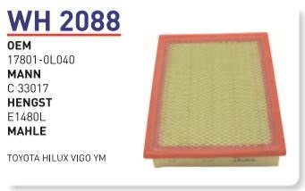 WH 2088 TOYOTA HILUX VİGO YM HAVA 17801-0L040 Hava Filtresi