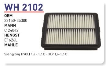 WH 2102 Ssangyong TİVOLİ 1,6 - 1,6 D - XLV 1,6-1,6 D 23150-35300 Hava Filtresi