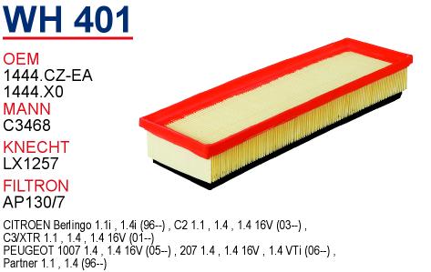 WH 401 CITROEN  C3 1.4 - BERLİNGO 1.4 - C2 1.4 1444.X0 Hava Filtresi