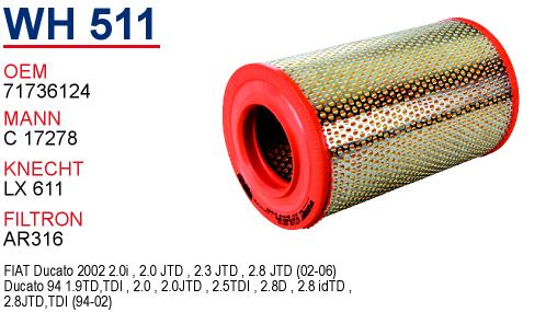 WH 511 CITROEN JUMPER  (UZUN) 1444.99 Hava Filtresi