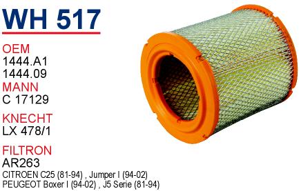 WH 517 CITROEN JUMPER  (KISA) 1444.A1 Hava Filtresi