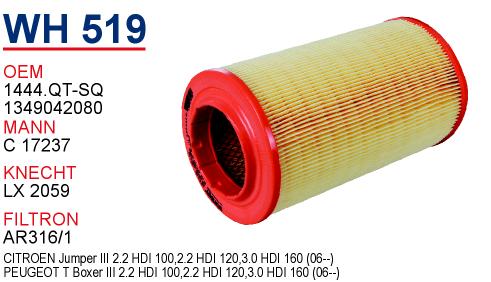 WH 519 CITROEN JUMPER III 06-  Y.M 1444.QT-SQ Hava Filtresi