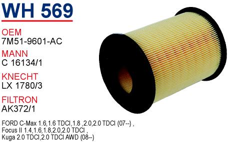 WH 569 VOLVO S40  1.6 TDCI  30792881 / Y642-13-Z40 Hava Filtresi