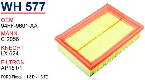 WH 577 FORD FİESTA III 1.8 D 94FF-9601-AA Hava Filtresi