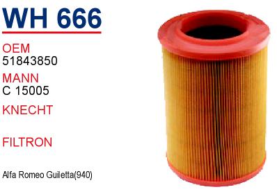 WH 666 ALFA ROMEO GİULİETTA [940] 10 - 51843850 Hava Filtresi