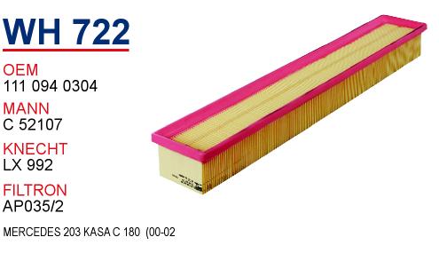 WH 722 MERCEDES 203 KASA C 180  (00-02) 111 094 0304 Hava Filtresi