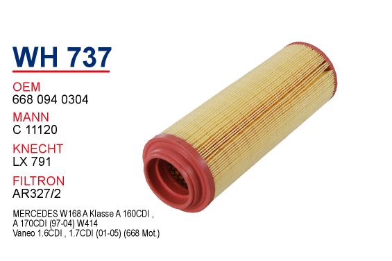 WH 737 MERCEDES VANEO A CLASS 668 094 0304 Hava Filtresi