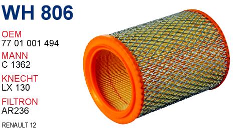 WH 806 RENAULT 12 7702262172 Hava Filtresi