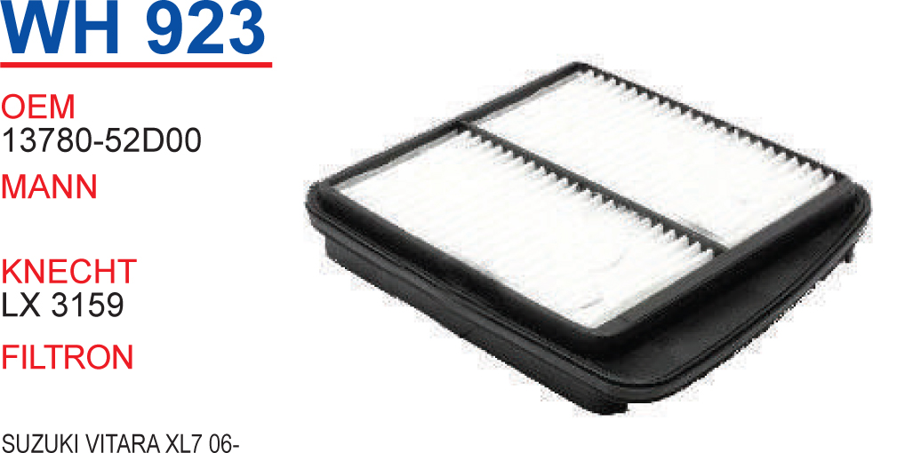 WH 923 SUZUKi ViTARA XL7 06- 13780-52D00 Hava Filtresi