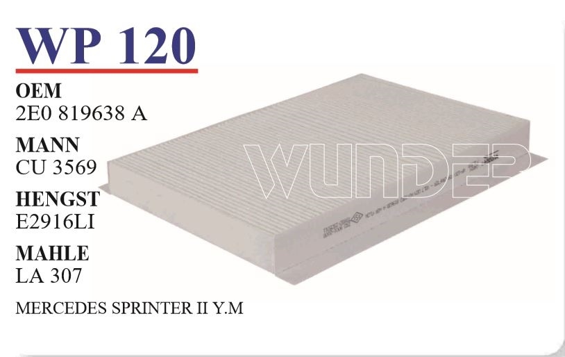 WP 120 MERCEDES SPRiNTER II Y.M 906 830 0218 Polen Filtresi