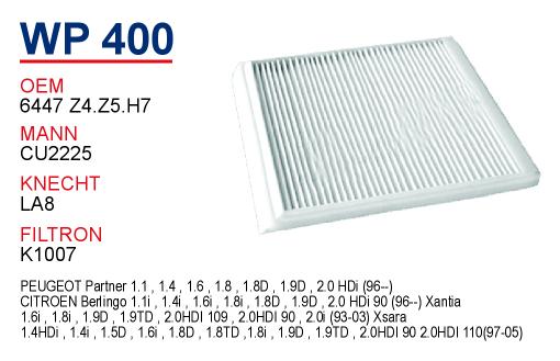WP 400 CITROEN XSARA - XANTiA - BERLiNGO    6447 Z4.Z5.H7 Polen Filtresi