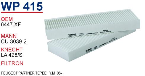 WP 415 CITROEN BERLİNGO III Y.M 12- 1444.XF Polen Filtresi