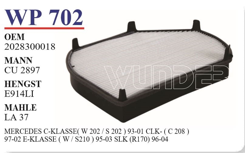 WP 702 MERCEDES 202 KASA C-CLK-E KLASS     2028300018 Polen Filtresi