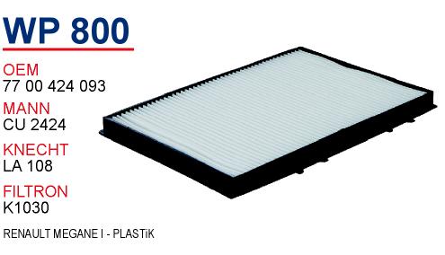 WP 800 RENAULT MEGANE I - PLASTiK 77 00 424 093 Polen Filtresi