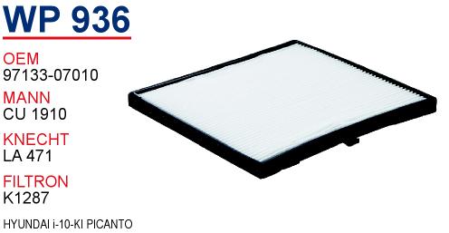 WP 936 HYUNDAİ İ-10-KİA PİCANTO 97133-07010 Polen Filtresi