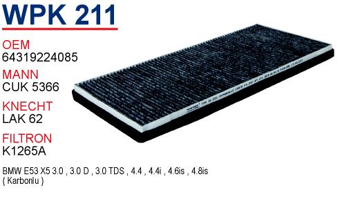 WPK 211 RANGE ROVER III/L3 3.0TD6 KARBONLU JME000010 Polen Filtresi