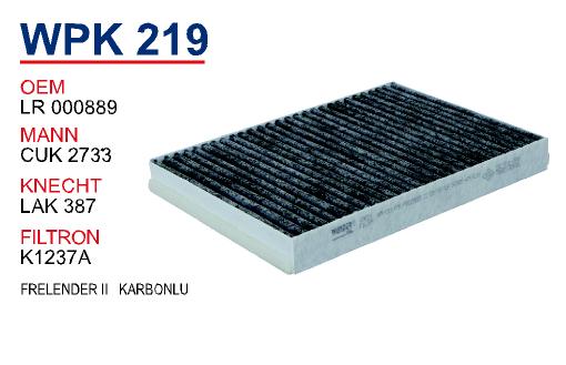WPK 219 FRELENDER II  POLEN FILTRESI KARBONLU LR000889 Polen Filtresi
