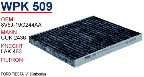 WPK 509 FORD FİESTA VI (KARBONLU) 8V5J-19G244AA Polen Filtresi