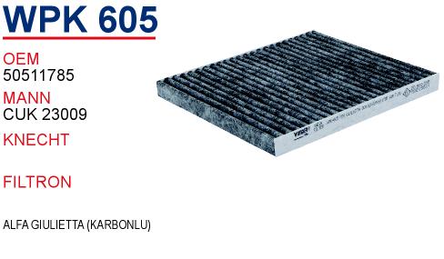 WPK 605 ALFA GİULİETTA (KARBONLU) 50511785 Polen Filtresi