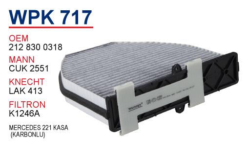 WPK 717 MERCEDES 221 KASA  104 POLEN KARBONLU 212 830 0318 Polen Filtresi