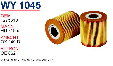 WY 1045 VOLVO S 40 - C70 - S70 - S80 - V40 - V70 1275810 Yağ Filtresi