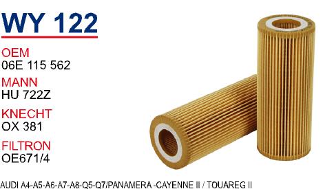WY 122 AUDİ A4-A5-A6-A7-A8-Q5-Q7/PANAMERA -CAYENNE II / TOUAREG II 06E 115 562 Yağ Filtresi