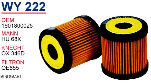 WY 222 SMART CITY COUPE FORTWO  1601800025 Yağ Filtresi