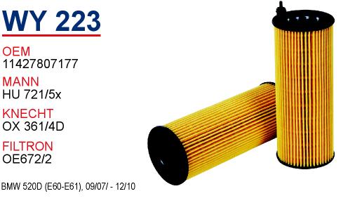 WY 223 BMW 520 d (E60-E61),   09/07-12/10     N47 11427807177 Yağ Filtresi