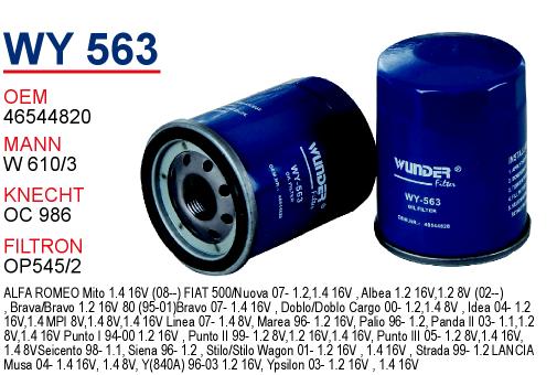 WY 563 FiAT ALBEA 1.2 - 1.4 46544820 Yağ Filtresi