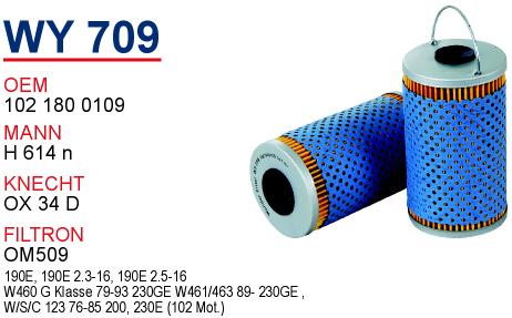 WY 709 MERCEDES 123 - 201 KASA 190-200  102 MOTOR 102 180 0109 Yağ Filtresi