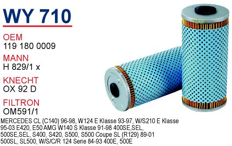 WY 710 MERCEDES 129 - 140 KASA S400-S420-S500  119 MOTOR 119 180 0009 Yağ Filtresi