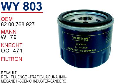 WY 803 REN. FLUENCE -TRAFİC-LAGUNA II-III-MEGANE III-SCENİC III-DUSTER 82 00 768 927 Yağ Filtresi