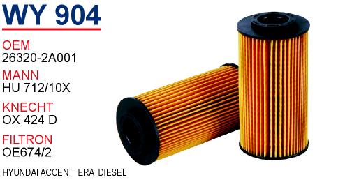 WY 904 KiA CERATO - SORENTO DiESEL 26320-2A001 Yağ Filtresi