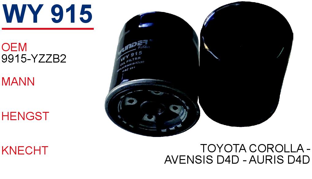 WY 915 TOYOTA COROLLA - AVENSiS D4D - AURİS D4D 90915-YZZB2 Yağ Filtresi